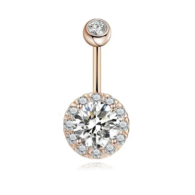 Preprost piercing za popek rose barve 